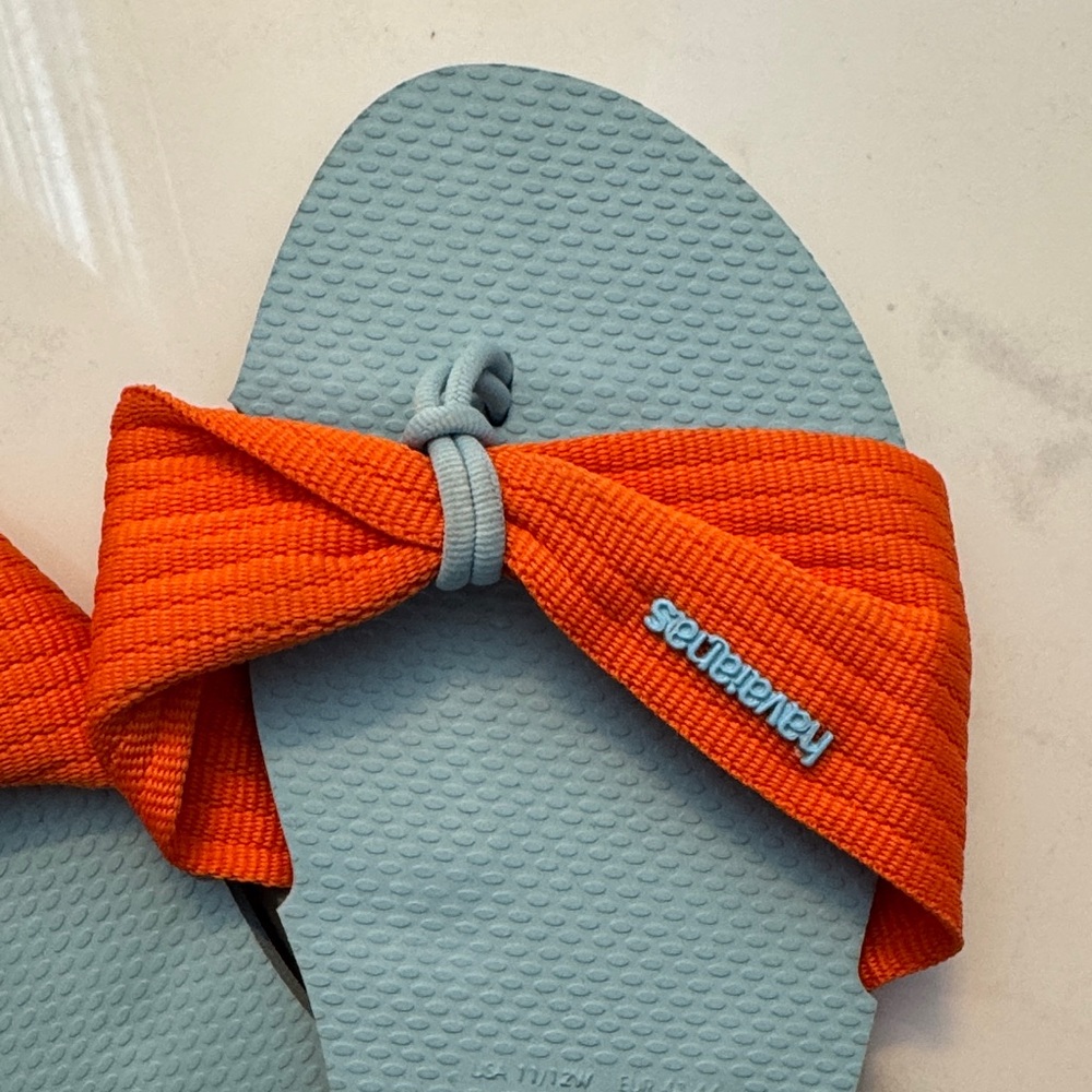 Havaianas Light Blue and Orange Flip Flops - Picture 3 of 5